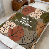 Eco-Friendly Velveteen Plush Blanket - Reduce, Reuse, Reimagine, Cozy Throw, Soft Blanket, Gift for Nature Lovers, Sustainable Home Decor