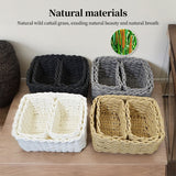 3-Piece Handmade Straw-Woven Paper-Rope Storage Baskets (Decorative & Office Use)