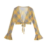 Red checkered mesh sunscreen cardigan for women