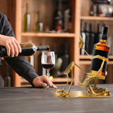 Skull 2-in-1 Bottle Stand: Holds Coke & Wine, Metal Skeleton Holder – Fun Bar Decor