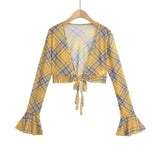 Red checkered mesh sunscreen cardigan for women