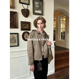 Loose Fit Zipper Collar Casual Short Wide Jacket for Men and Women