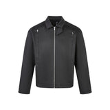 Loose Fit Zipper Collar Casual Short Wide Jacket for Men and Women