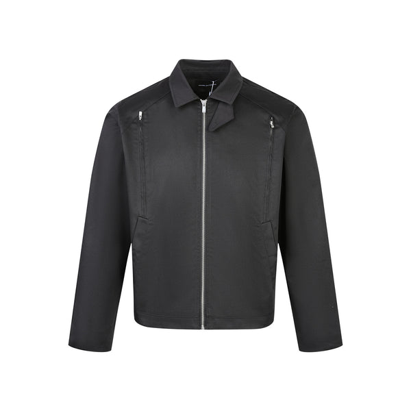 Loose Fit Zipper Collar Casual Short Wide Jacket for Men and Women