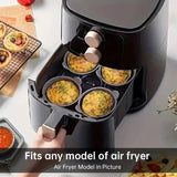 4-6 reusable silicone air fryer liners & baking cups – non-stick kitchen tools for eggs, cakes, meatballs.