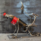 Skull 2-in-1 Bottle Stand: Holds Coke & Wine, Metal Skeleton Holder – Fun Bar Decor