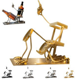 Skull 2-in-1 Bottle Stand: Holds Coke & Wine, Metal Skeleton Holder – Fun Bar Decor