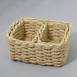 3-Piece Handmade Straw-Woven Paper-Rope Storage Baskets (Decorative & Office Use)