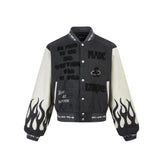 Mixed Embroidery PU Sleeves Jacket for Men and Women