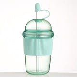 630ML straw cup (with lid/straw) – coffee, milk, tea, water, juice; Ins-style, office-friendly