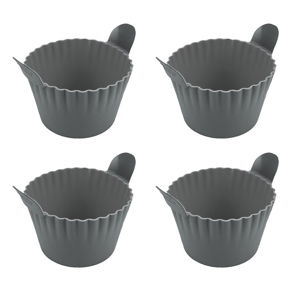 4-6 reusable silicone air fryer liners & baking cups – non-stick kitchen tools for eggs, cakes, meatballs.