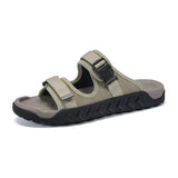 Men's Summer Outdoor Casual Roman Beach Sandals Slip-Resistant Wearable Water Soft Sole One-Word Sandals