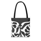 Floral Design Tote Bag, Nature-Inspired Shopping Tote, Eco-Friendly Gift Bag, Black and White Flower Pattern, Stylish Everyday Carryall