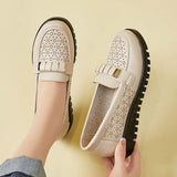 Thick Sole Loafer Women's Casual Breathable Small Leather Shoes Fashionable Mom Shoes Casual Wide Size Single Shoes