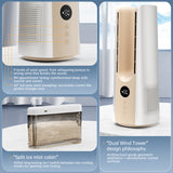 2025 NEW Portable Tower Fan – 6 Speeds, Mist Bladeless, for Bedroom/Living Room/Office
