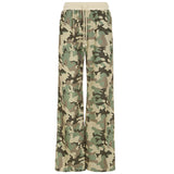 Street Camouflage Print Spliced Hooded Drawstring Short Sweatshirt and Straight Leg Sweatpants Two-Piece Set