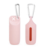 Silicone dog poop bag holder with dispenser, portable, hanging ring & storage case