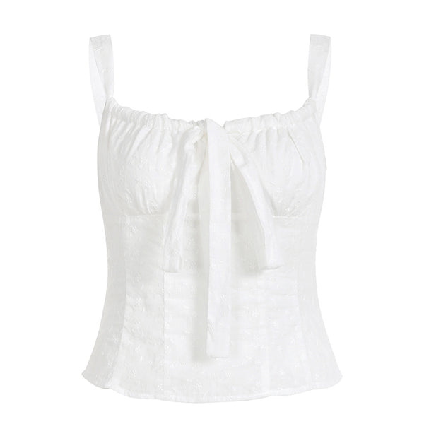 Style Pure Desire Girl Youthful Pleated Bow Lace Strapless Camisole Unique Design Hollow Out Versatile Top