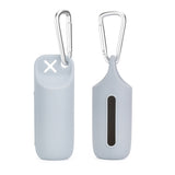 Silicone dog poop bag holder with dispenser, portable, hanging ring & storage case