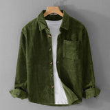 Autumn and winter men's corduroy long sleeved shirt, simple, casual, trendy, retro, handsome men's shirt